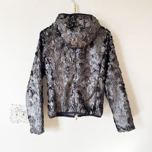 NWOT K-Way Lily Silver Metallic Faux Fur Thermal Zip up Jacket 7 / M Rare! - Picture 7 of 9